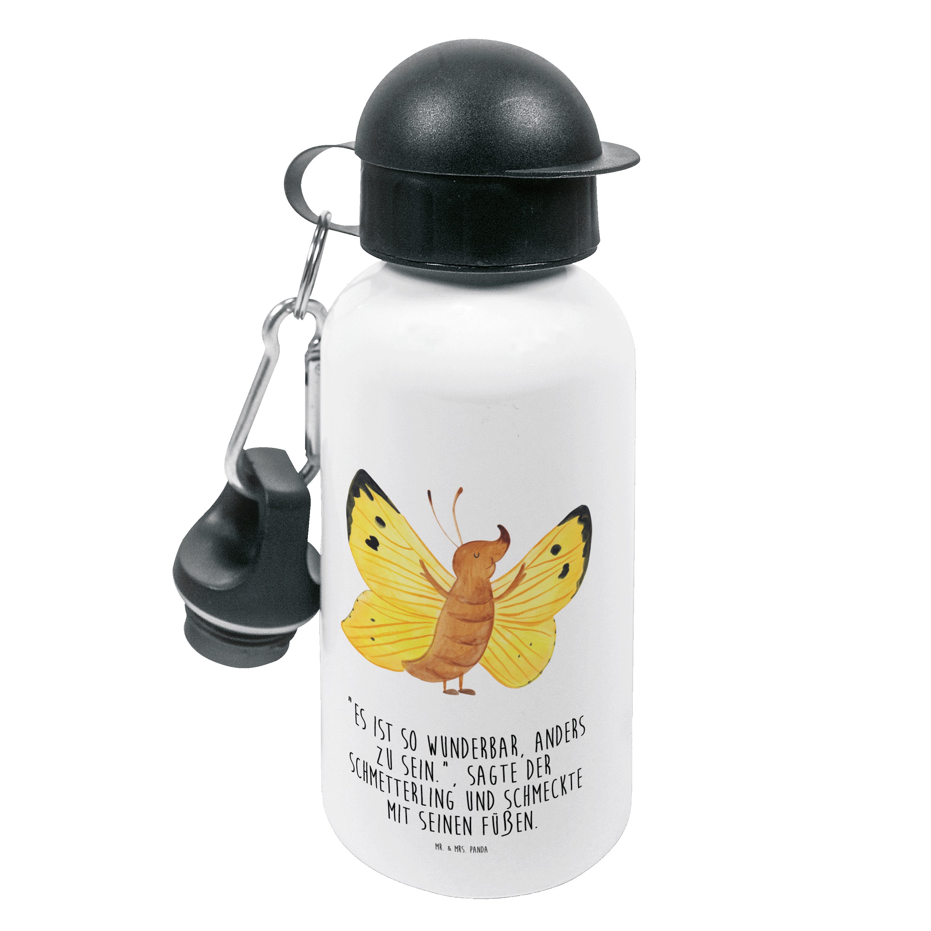 Mr. & Mrs. Panda Trinkflasche Schmetterling Zitronenfalter - Weiß - Geschenk, Kinder Trinkflasche