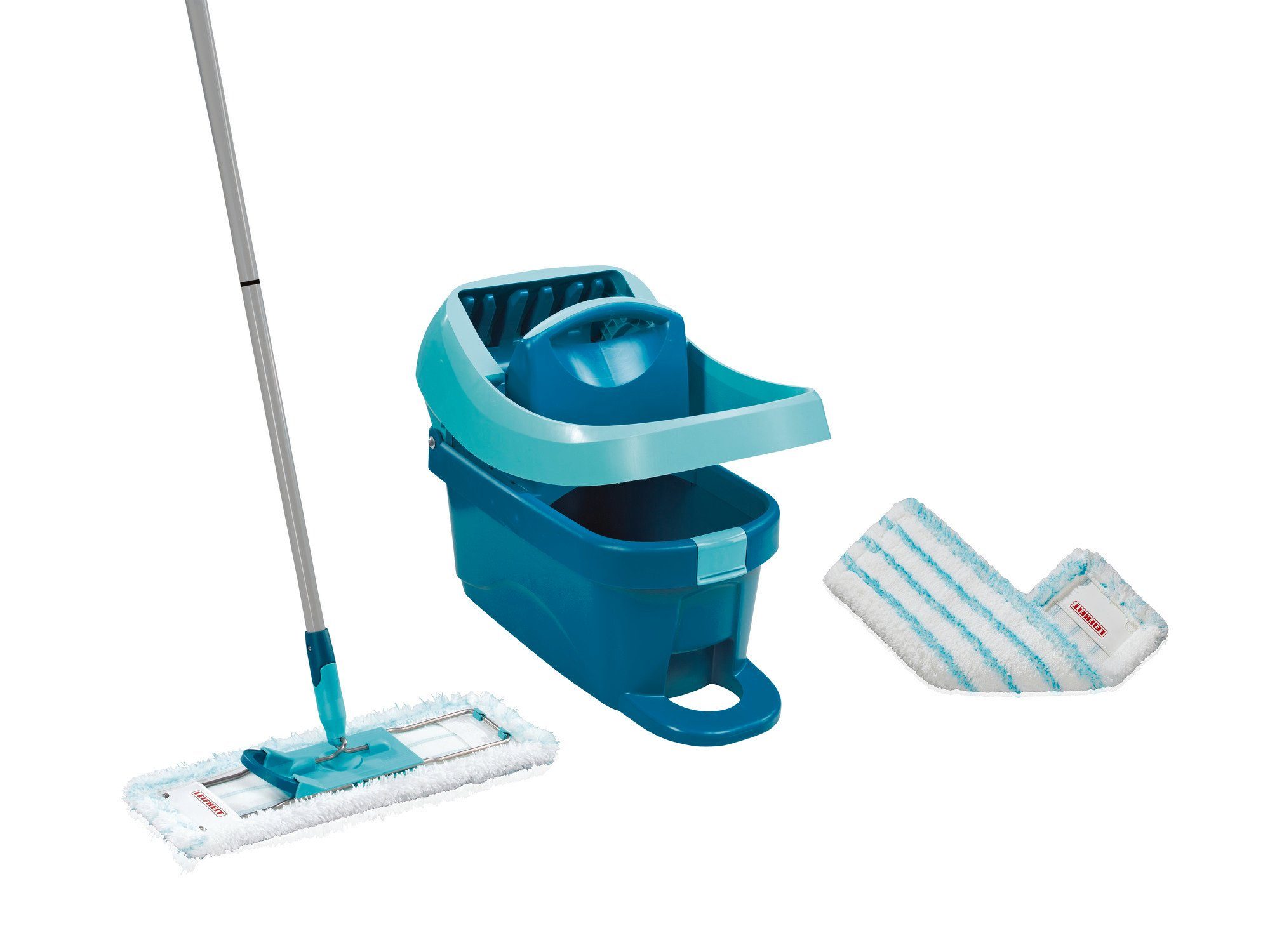 Wischmopp Set Wischtuchpresse Profi XL Mobile mit 2x Ersatzbezug micro duo