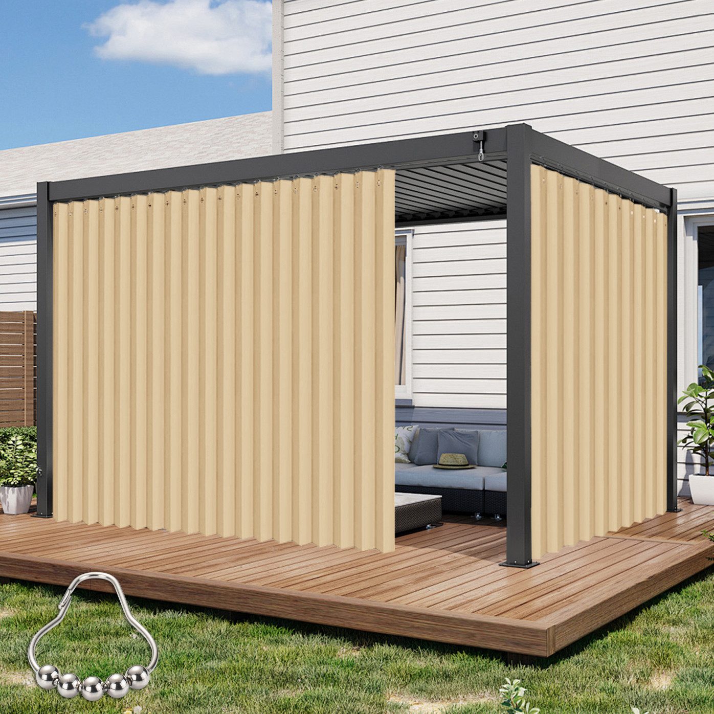 LMaxhome Türvorhang Wandteiler Raumteiler Vorhang Breite 254 cm Sichtschutz für Wohnzimmer (1 St), blickdicht, Oxford-Gewebe, Türgardine mit Häkchen Verdunkelung für Fenster Schlafzimmer Trennwand
