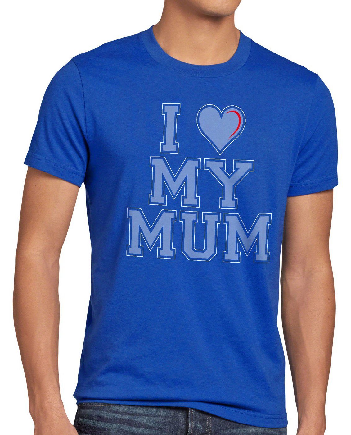 style3 Print-Shirt Herren T-Shirt I love my Mum mama oma mutter muttertag geburtstag liebe new york blau