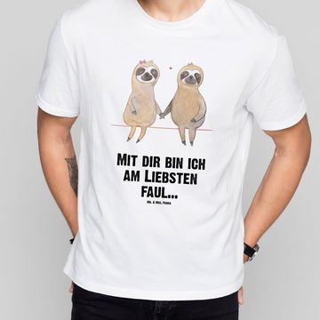 Mr. & Mrs. Panda T-Shirt Faultier Pärchen - Weiß - Geschenk, Lustiges T-Shirt, Junggesellenabs (1-tlg)