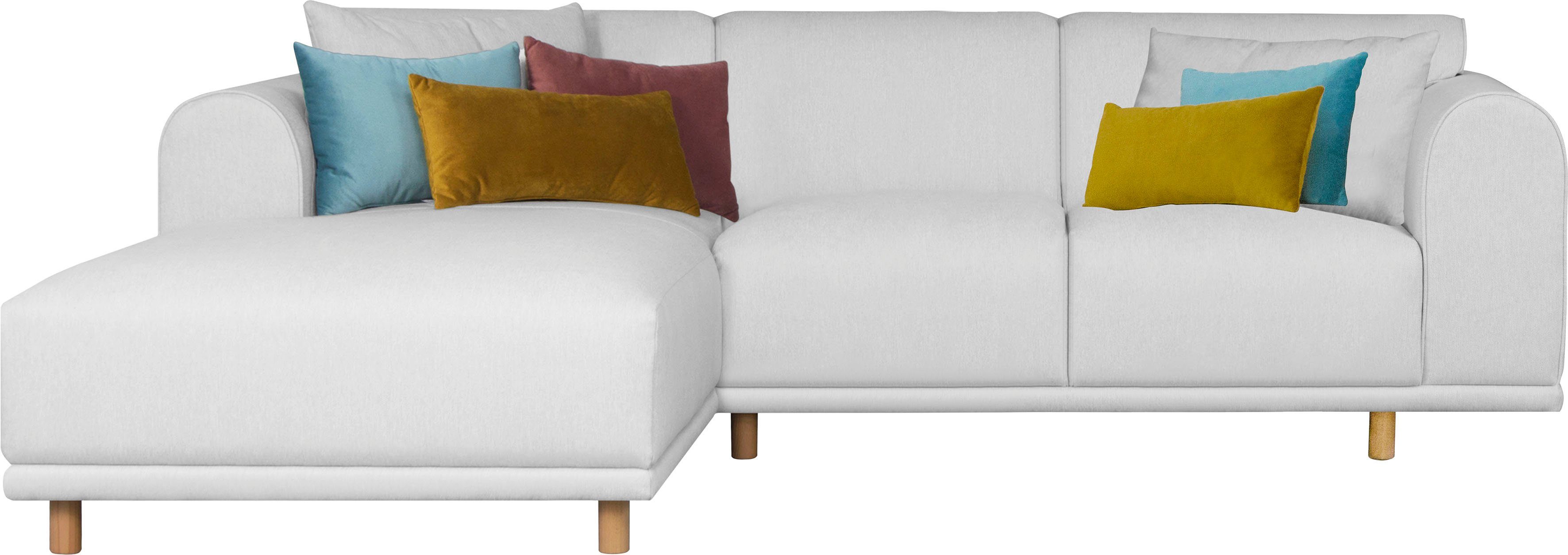 andas Ecksofa Maroon L-Form, in skandinavischem Design, mit losen Kissen
