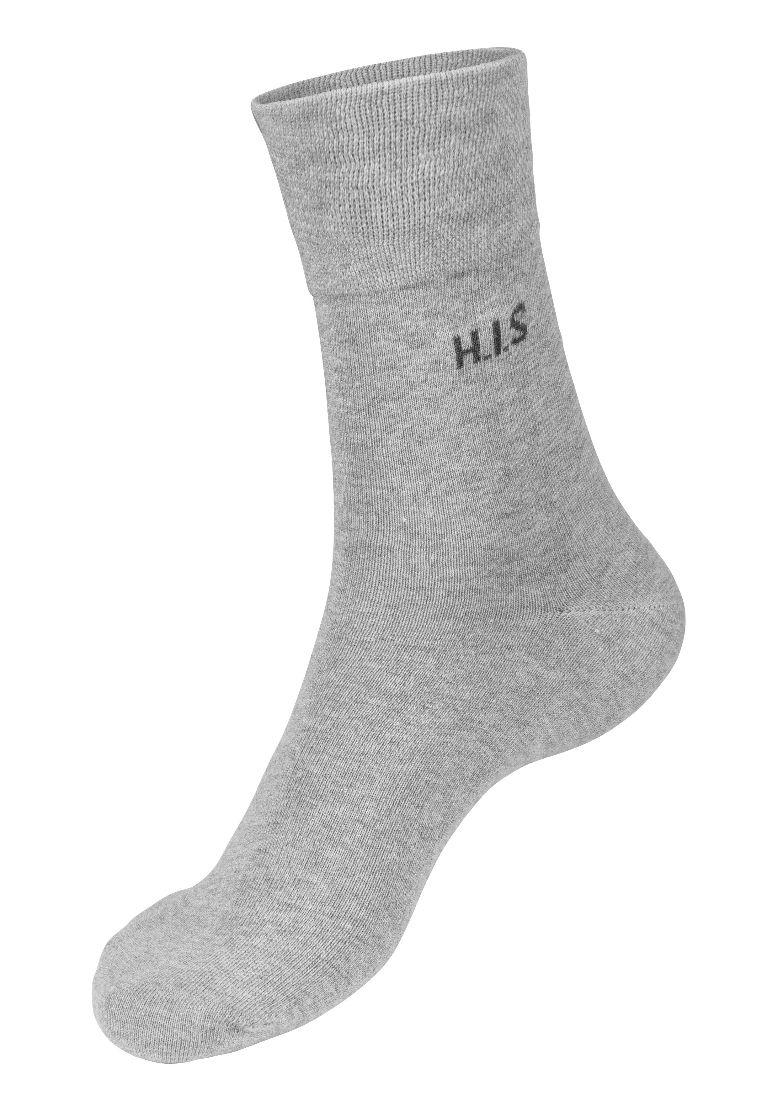 4x H.I.S Gummi Socken 4x 4x anthrazit-meliert, grau-meliert ohne (Packung, 12-Paar) einschneidendes schwarz,