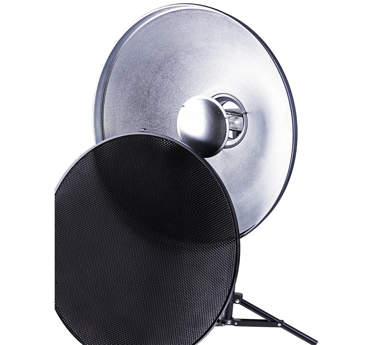 ayex Durchlichtschirm Beauty Dish Lichtformer für Bowens 55cm mit Wabenvorsatz und Diffusor