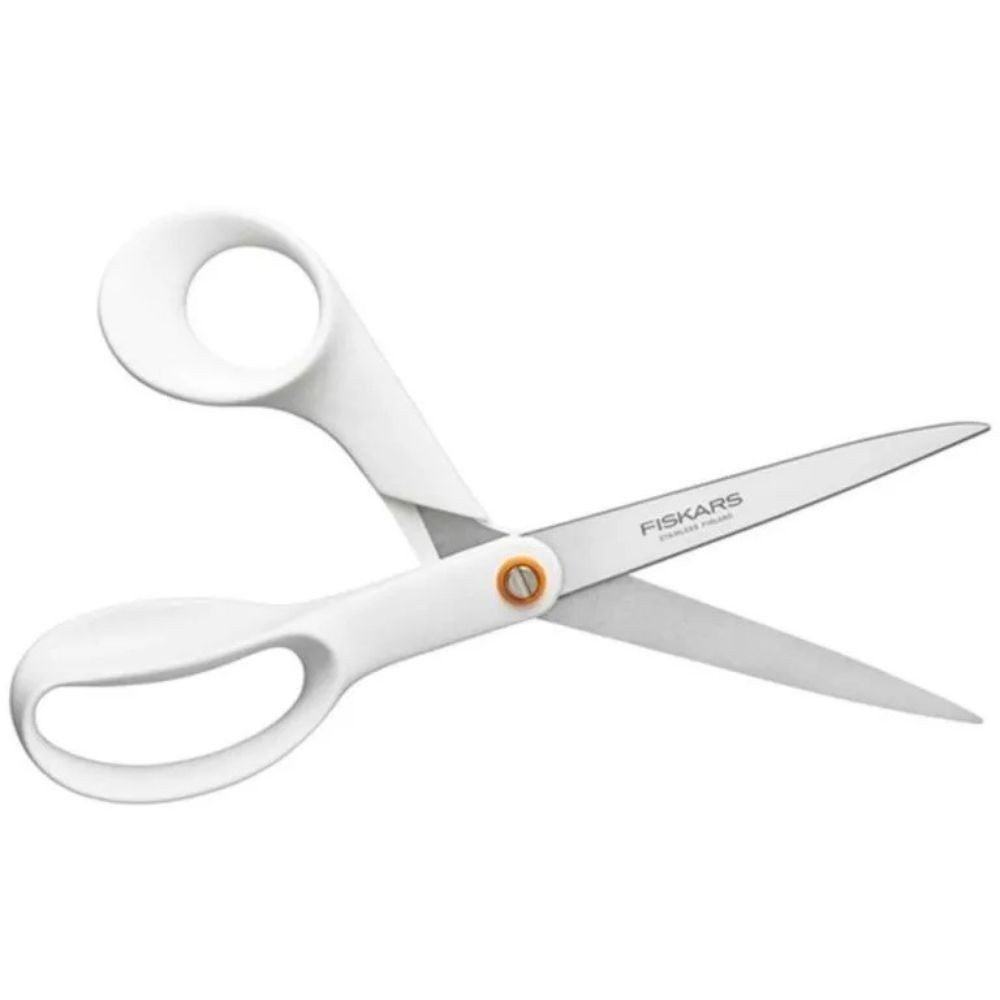 Fiskars Bastelscheren Fiskars Functional Form Universalschere 21cm, weiß, (Packung, 1-tlg., Universalschere 1020412), Hochwertiger Edelstahl mit einstellbarem Druck