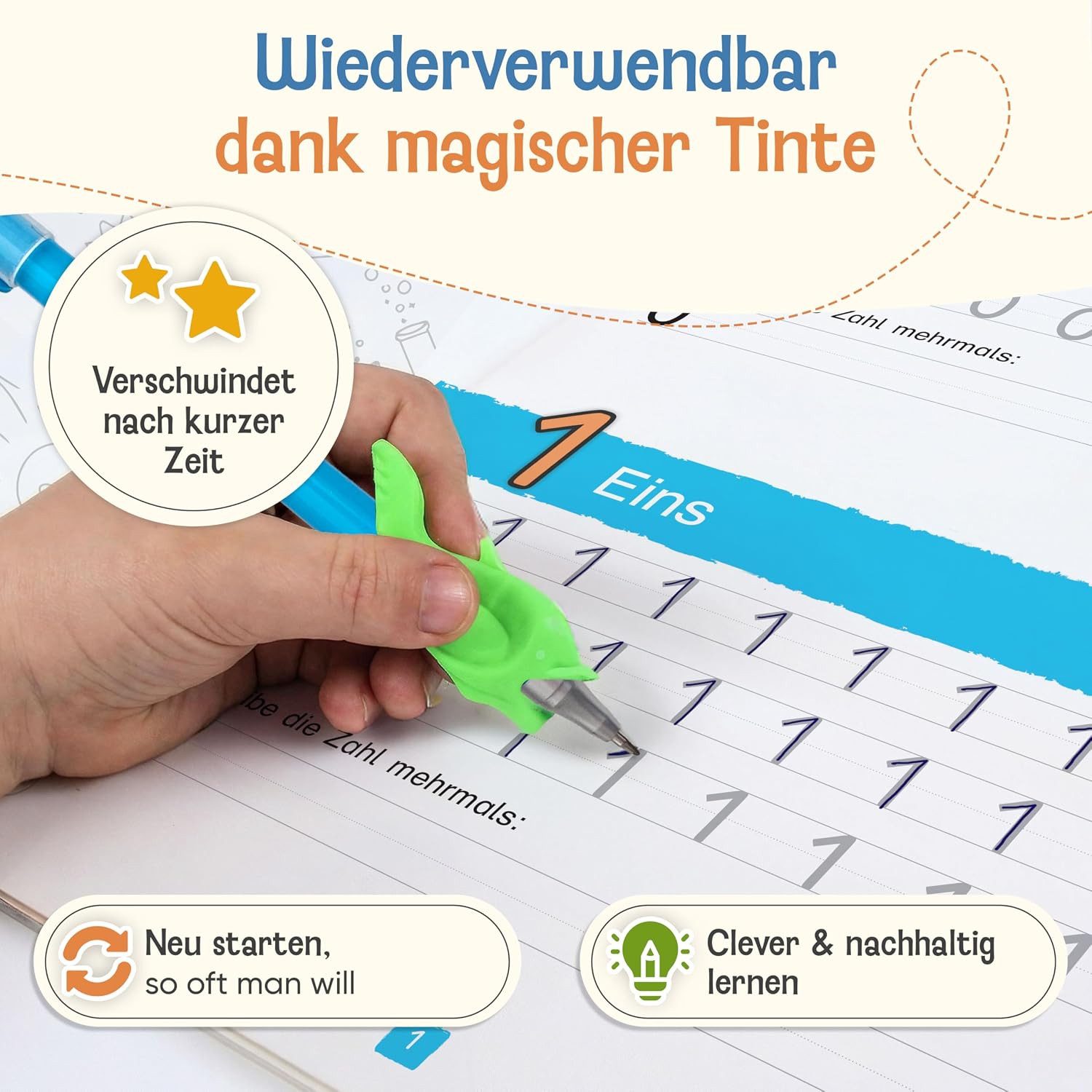 Likarto Lernspielzeug LIKARTO® Magische Übungshefte Vorschule ab 5 Jahren, 5 Hefte + Stifte – Bild 4 von 5