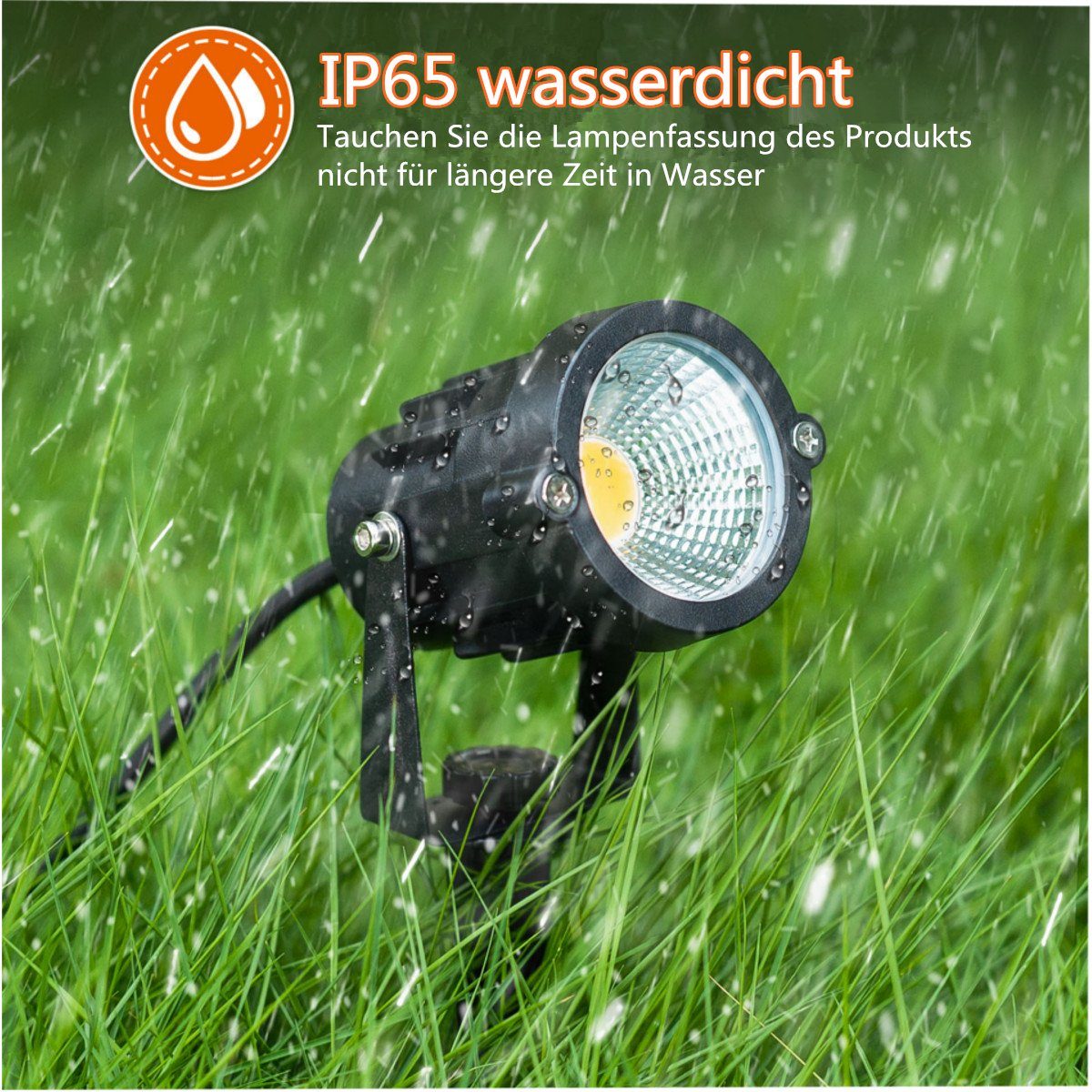 IP65 Warmweiß, fest Insma drehbar, Wasserdicht 360° warmweiß, LED Gartenstrahler, integriert,