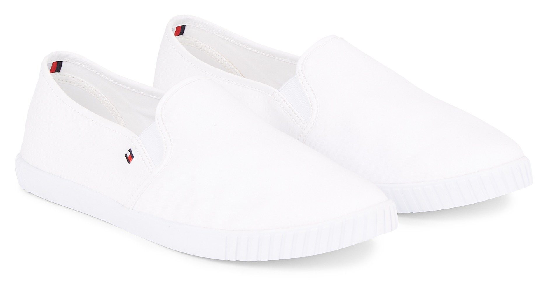 Tommy Hilfiger CANVAS SLIP-ON SNEAKER Slipper Freizeitschuh, Slip On Sneaker, Sommerschuh mit Gummizug, schmale Form