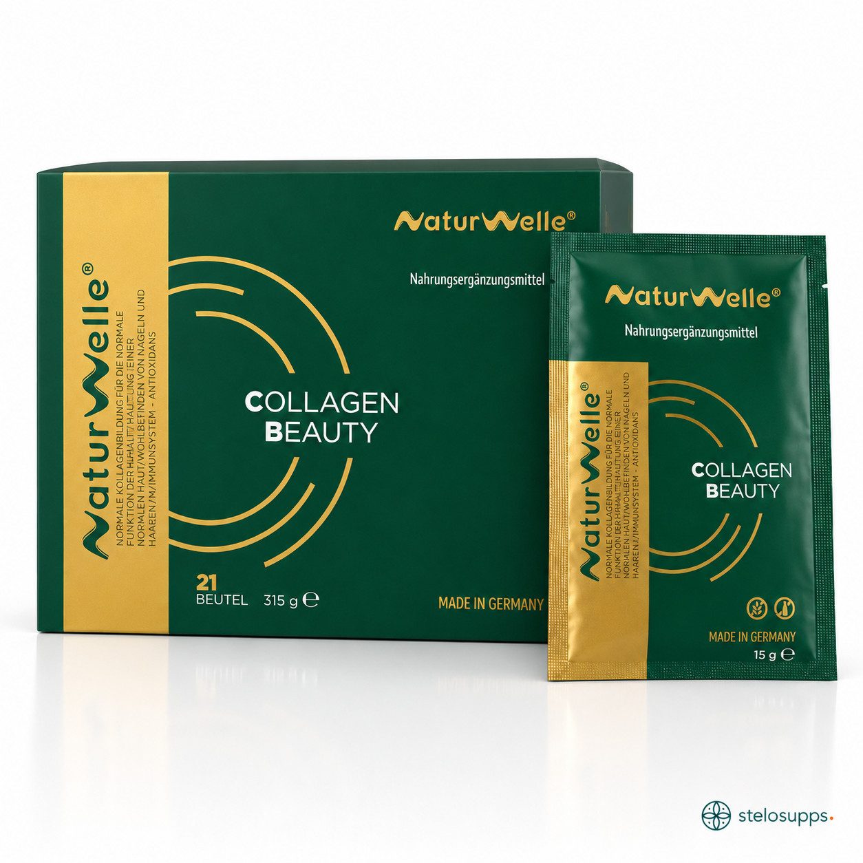NaturWelle Collagen Beauty mit VERISOL® B Kollagenpeptiden pulver, 1 er Packung à 21 St., 315 g, made in Deutschland