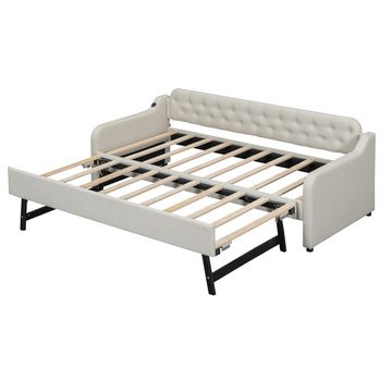 MODFU Schlafsofa Tagesbett, mit ausziehbares Rollbett, USB-Anschluss, 90*200cm, ohne Matratze