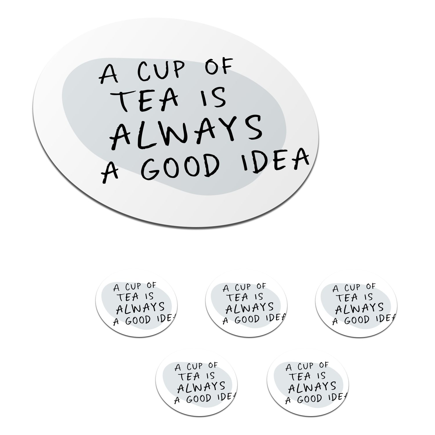MuchoWow Glasuntersetzer Zitate - Sprichwörter - Eine Tasse Tee ist immer eine gute Idee - Tee, Zubehör für Gläser, 6-tlg., Getränkeuntersetzer, Tassenuntersetzer, Korkuntersetzer, Tasse, Becher