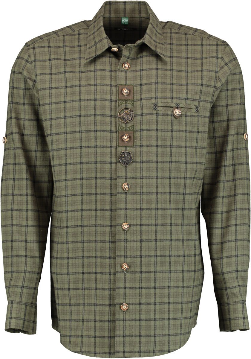 OS Trachten Outdoorhemd Hajeo Regular Fit, Paspel-Brusttasche, Stick auf Kn günstig online kaufen