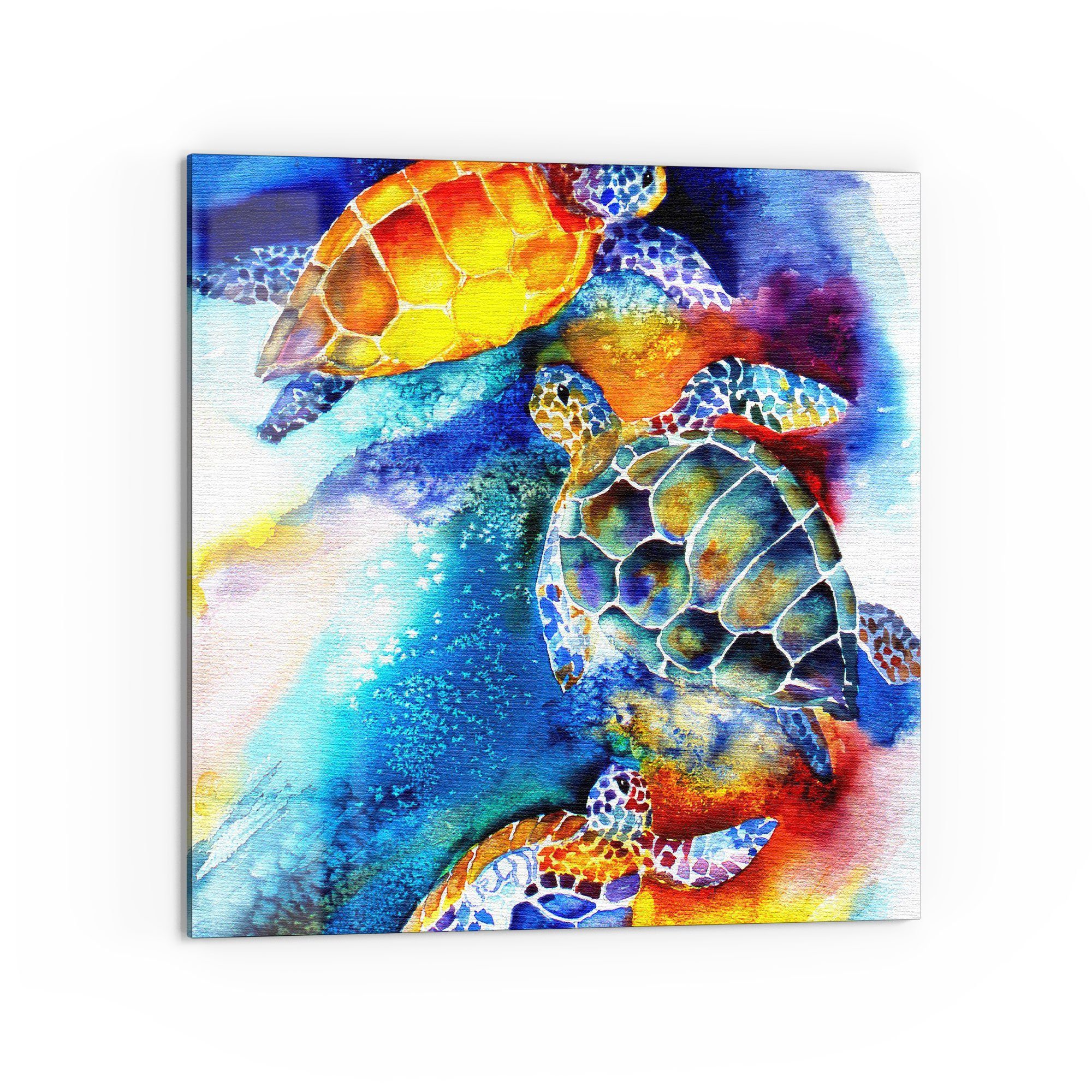 DEQORI Küchenrückwand 'Drei Meeresschildkröten', Badrückwand Glas Spritzschutz Herdblende