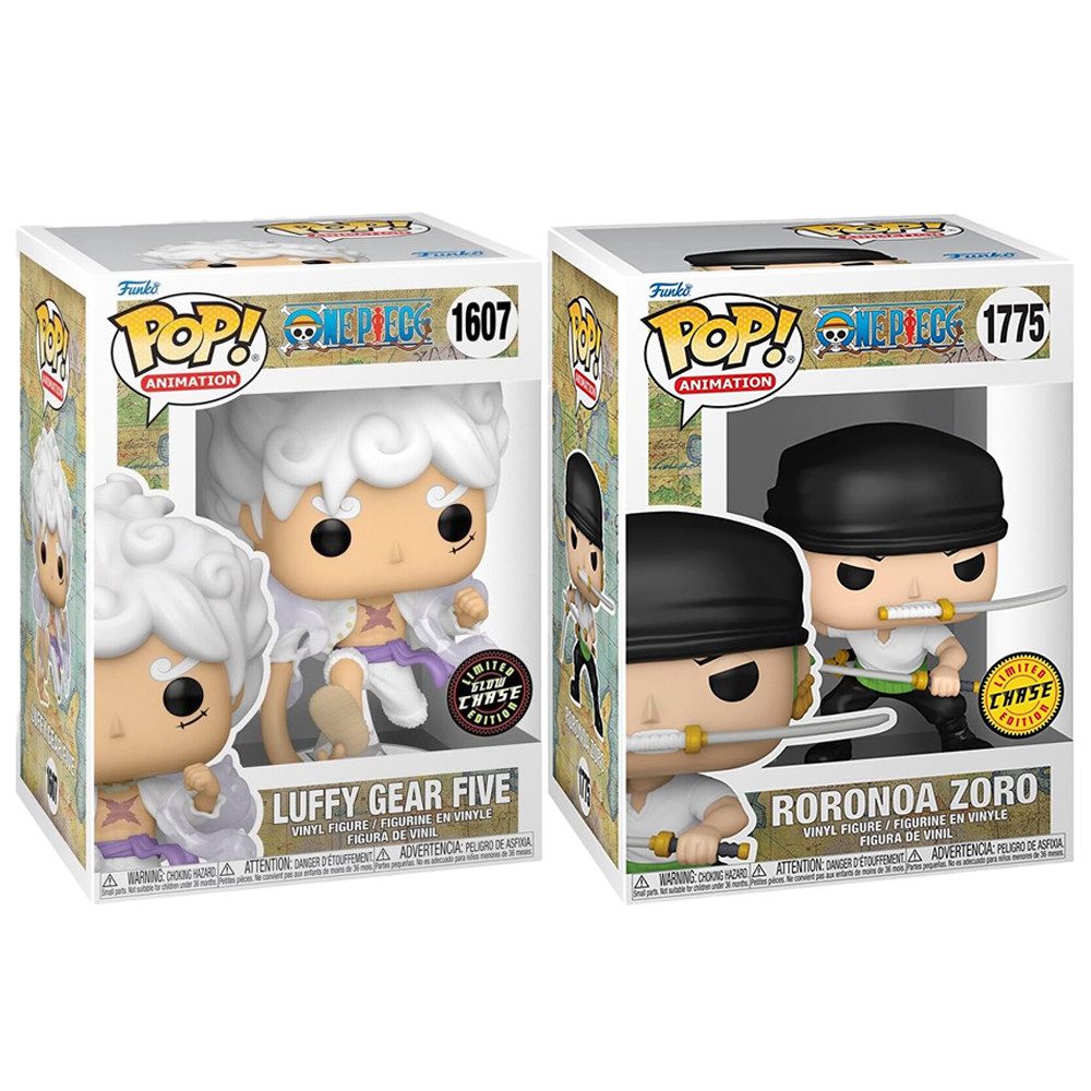 One Piece Anime Actionfigur Funko POP! One Piece Luffy Gear Five & Roronoa Zoro Bundle, 10 cm