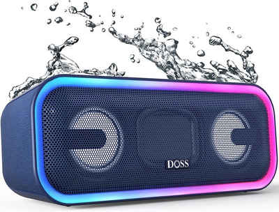 DOSS Stereo Wireless Lautsprecher (Bluetooth, 24 W, Bluetooth Musikbox Lichtern, Stereo-Pairing, IPX5 Wasserdicht, 15 Std)