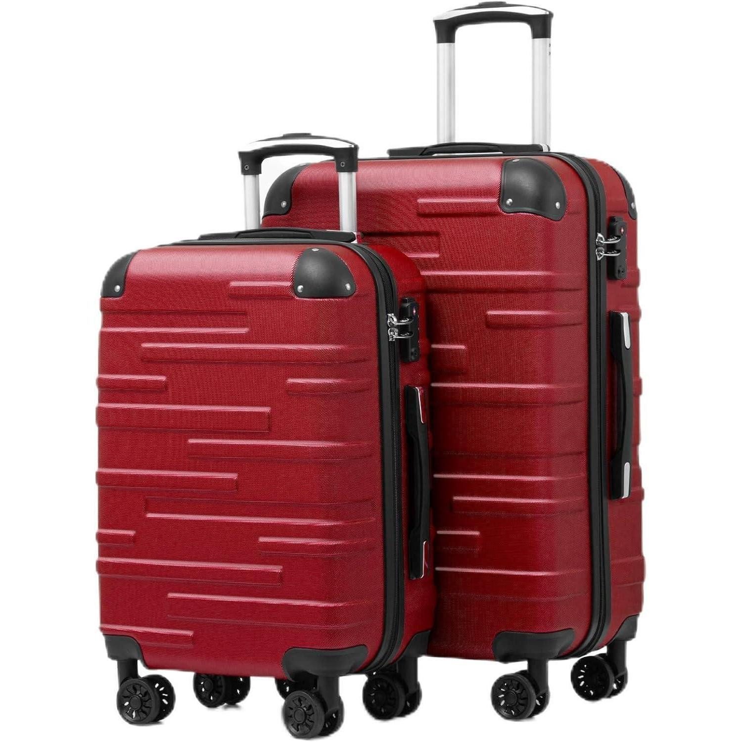 LuxusKollektion Kofferset Hartschalen-Koffer Reisekoffer Erweiterbar TSA-Schloss 4 Rollen Rot