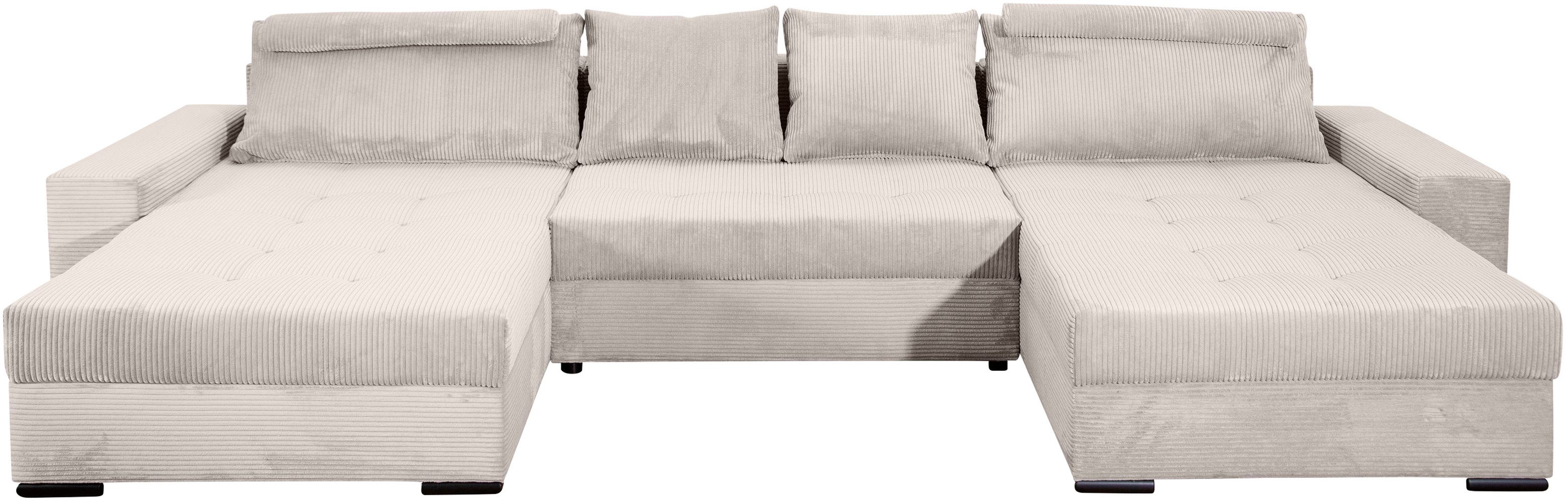 COLLECTION AB Wohnlandschaft Josy XXXL-Relax U-Form, B: 352 cm, Bettfunktion, Bettkasten & 2 Nackenkissen, Federkern