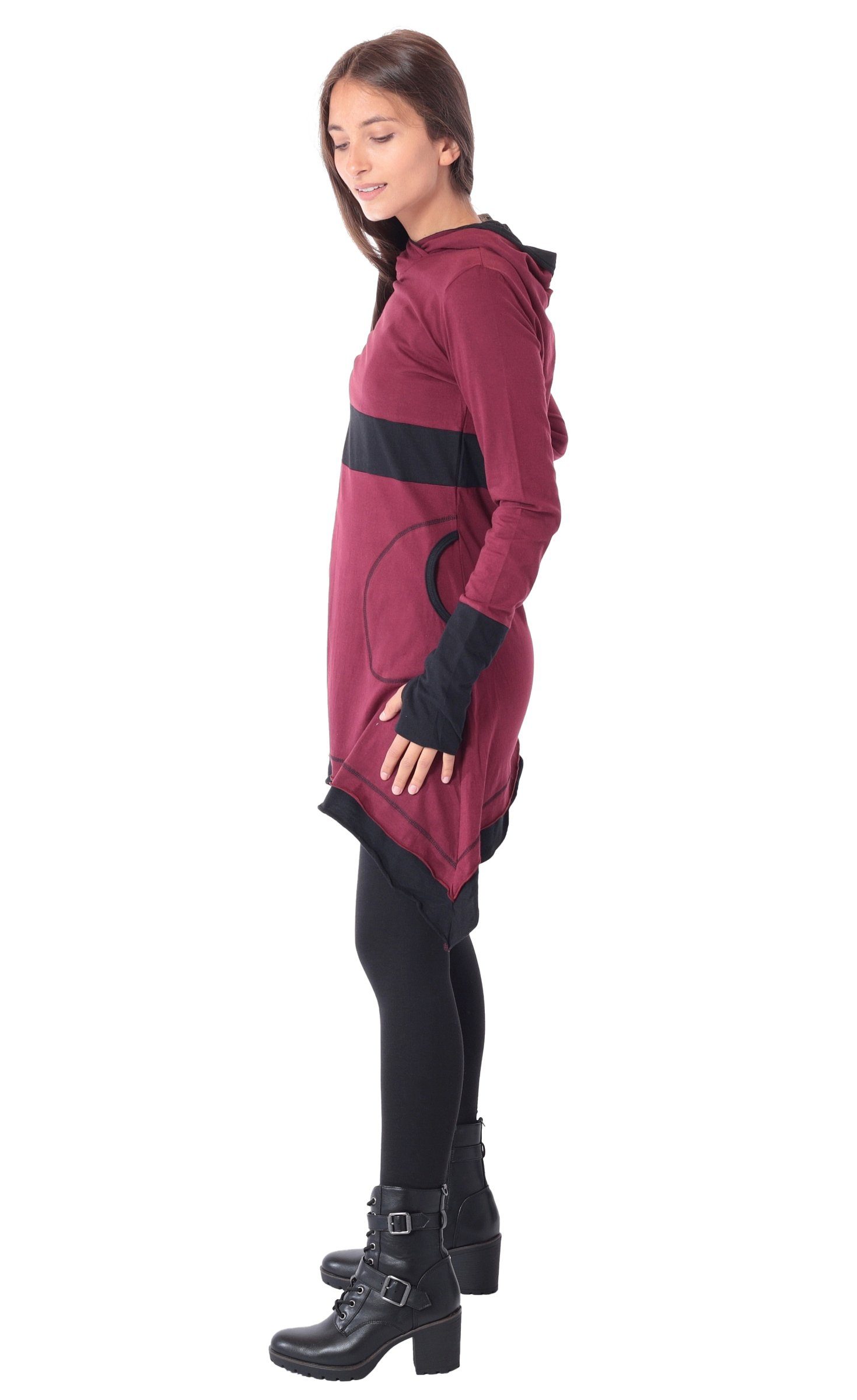 PUREWONDER Zipfelkleid Kleid aus leichter Baumwolle mit Zipfelkapuze, Oberteil Nr 37 Rot XXL Ganzjahreskleid