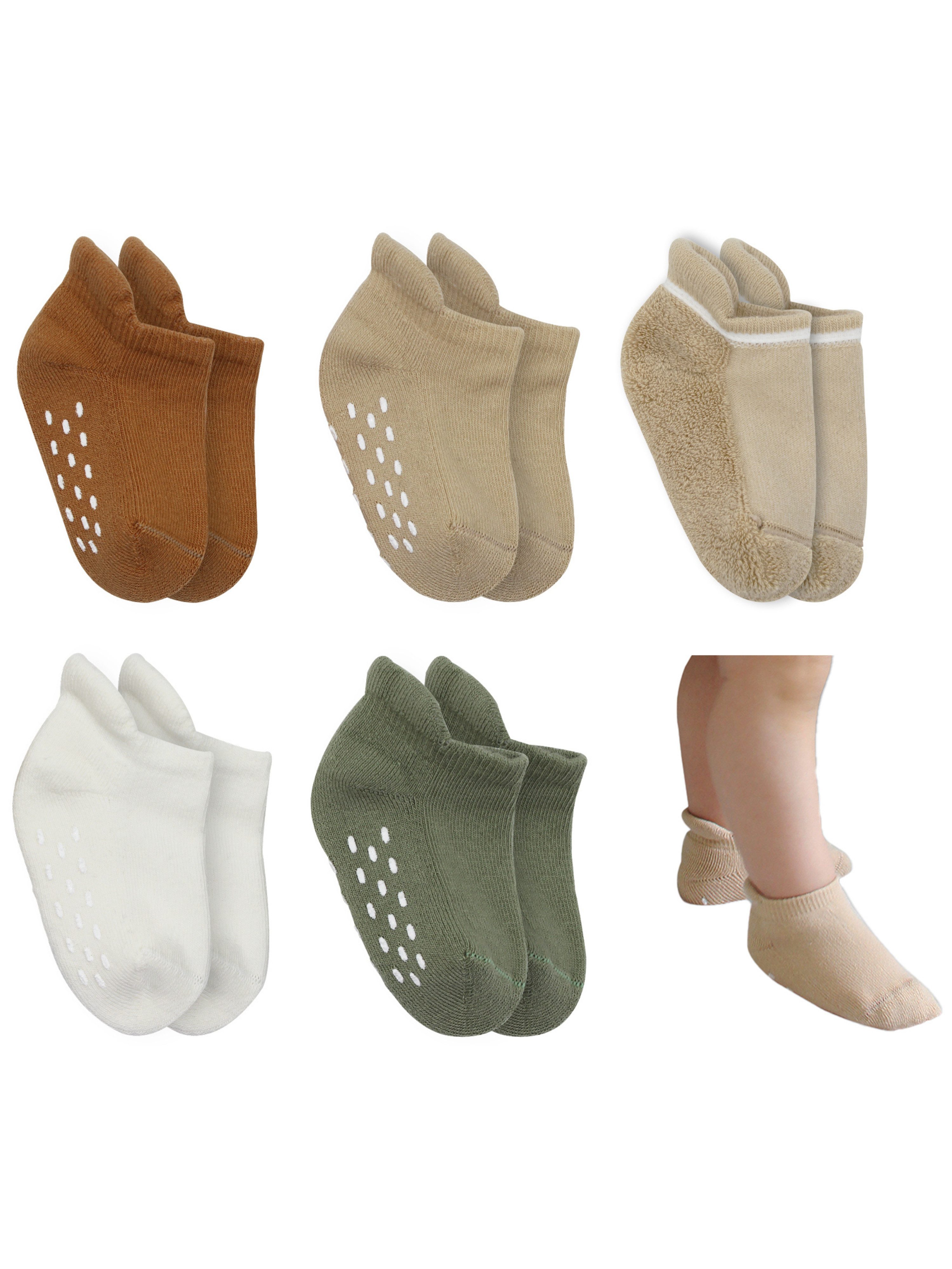 bistyle Sneakersocken (4er Pack) Frottee ABS für Babys Jungen Mädchen Babysocken Kurzsocken (Set, 4-Paar, 4er-Pack) Anti-Rutsch, Plüsch, GOTS zertifiziert 6-12 Monate bis 2-3 Jahre