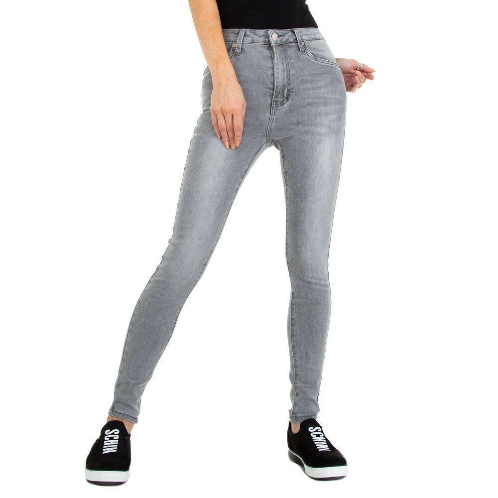 Ital-Design Skinny-fit-Jeans Damen Freizeit Grau Stretch Jeans Skinny in