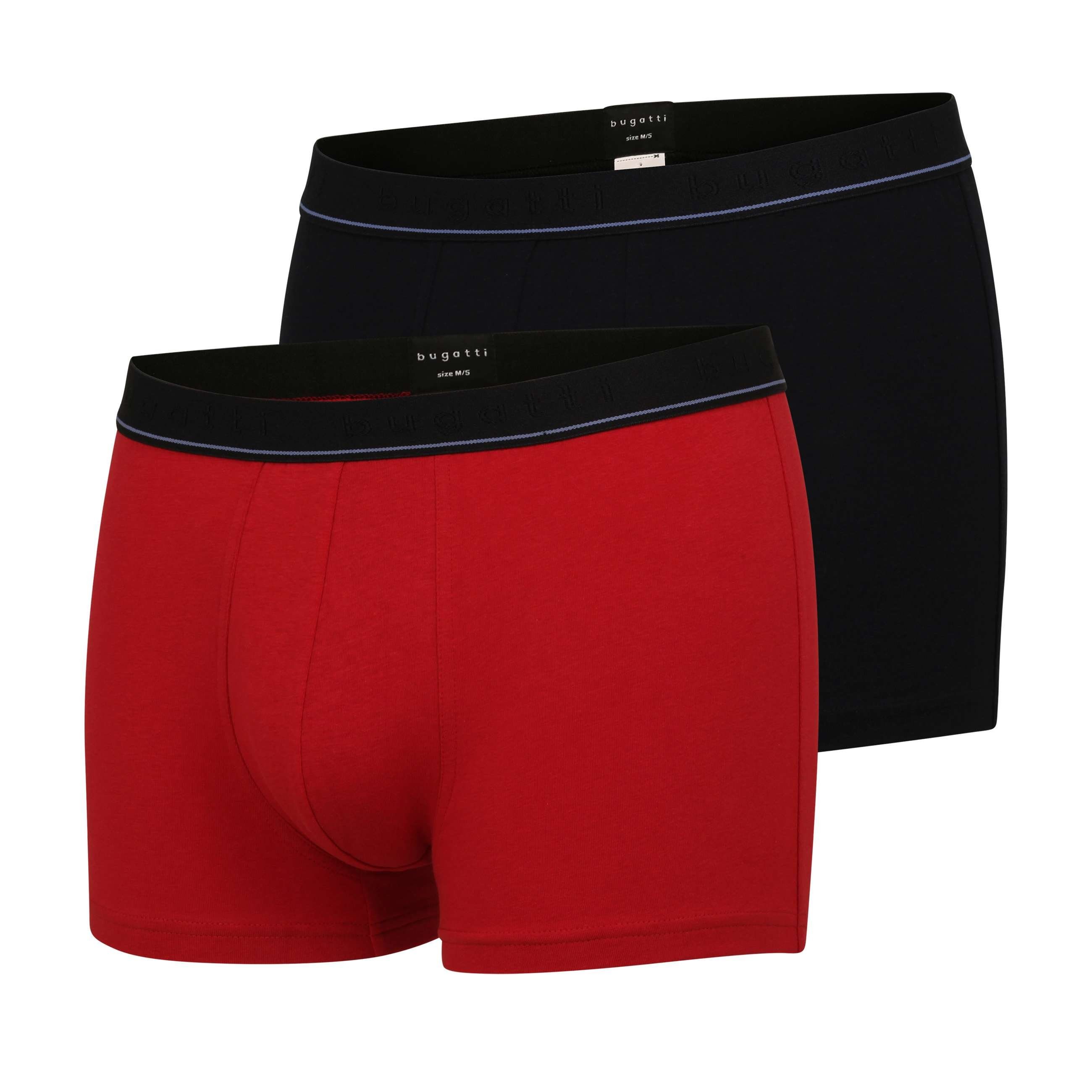 rot Boxershorts rot-mittel-uni Herren bugatti uni (2-St) 2er BUGATTI Pants Pack