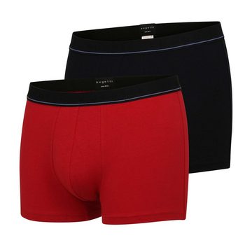 bugatti Boxershorts BUGATTI Herren Pants rot uni 2er Pack (2-St)