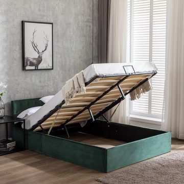 REDOM Polsterbett Doppelbett Holz Bett Funktionsbett Holzbett ohne Matratze Hydraulisch (140 x 200 cm/180 x 200 cm mit Stauraum)