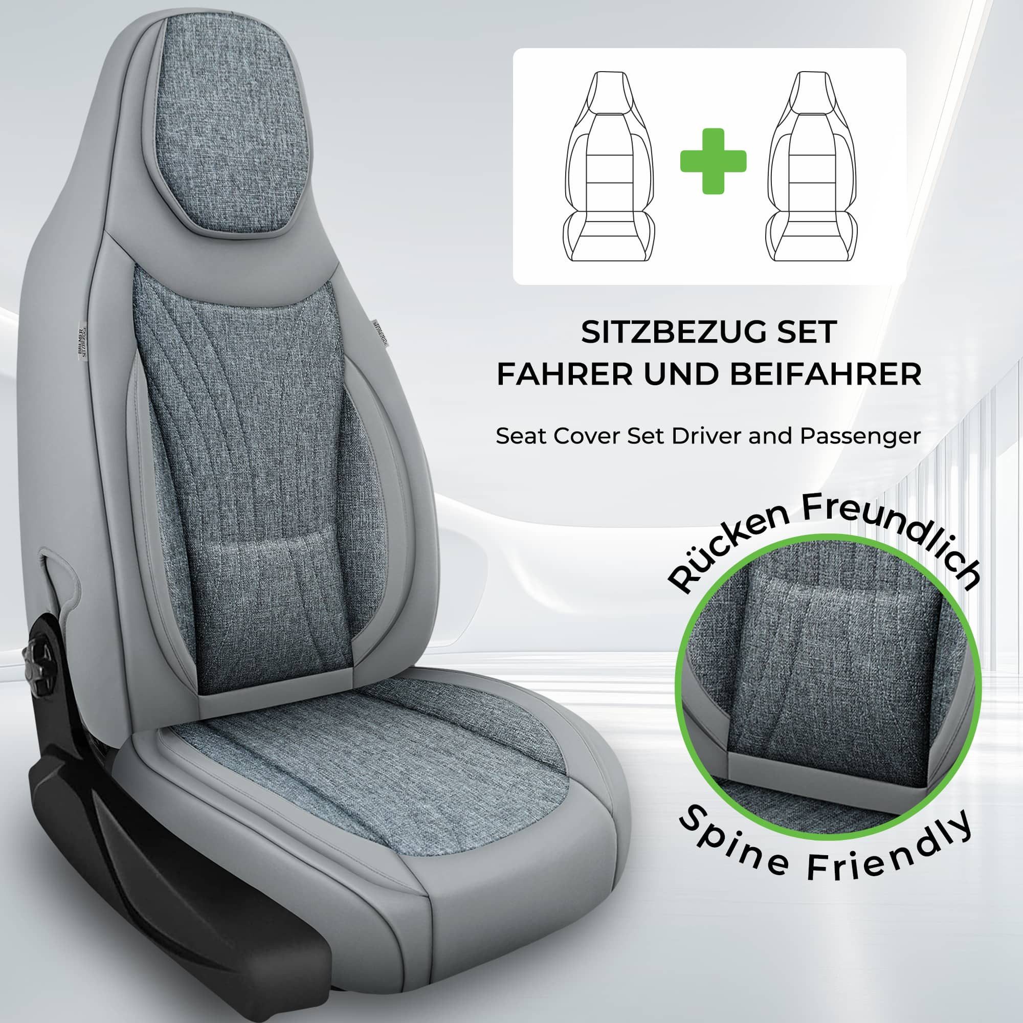 BREMER SITZBEZÜGE Autositzbezug für Seat Toledo 4 KG Bj 2013-18 (C8), Set, Schonbezüge Sitzbezüge Fahrer und Beifahrer, in Grau