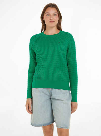 Tommy Hilfiger Rundhalspullover CO CABLE C-NK SWEATER mit Zopfmuster