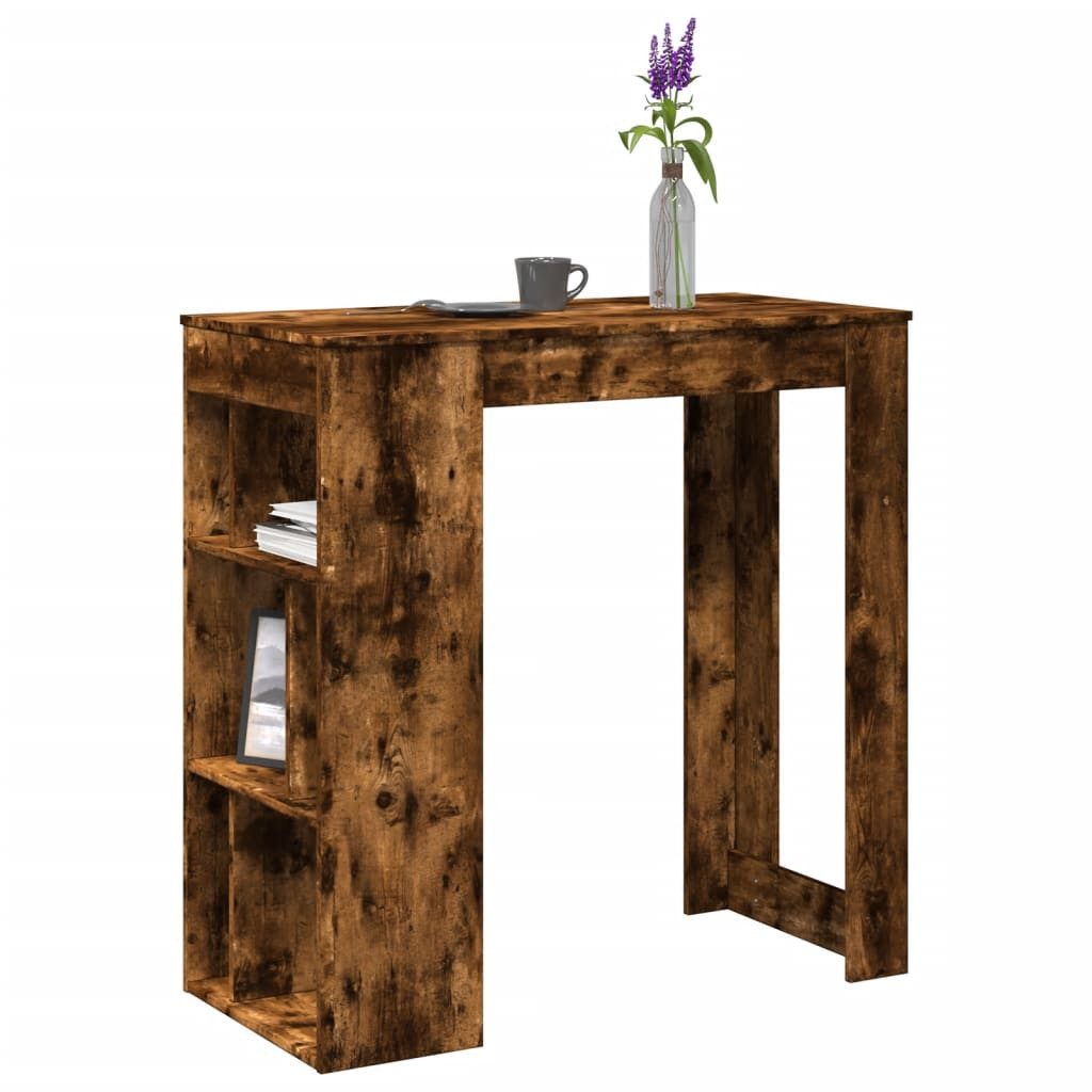 vidaXL Esstisch Bartisch mit Regal Räuchereiche 102x50x103,5 cm Holzwerkstoff (1-St)