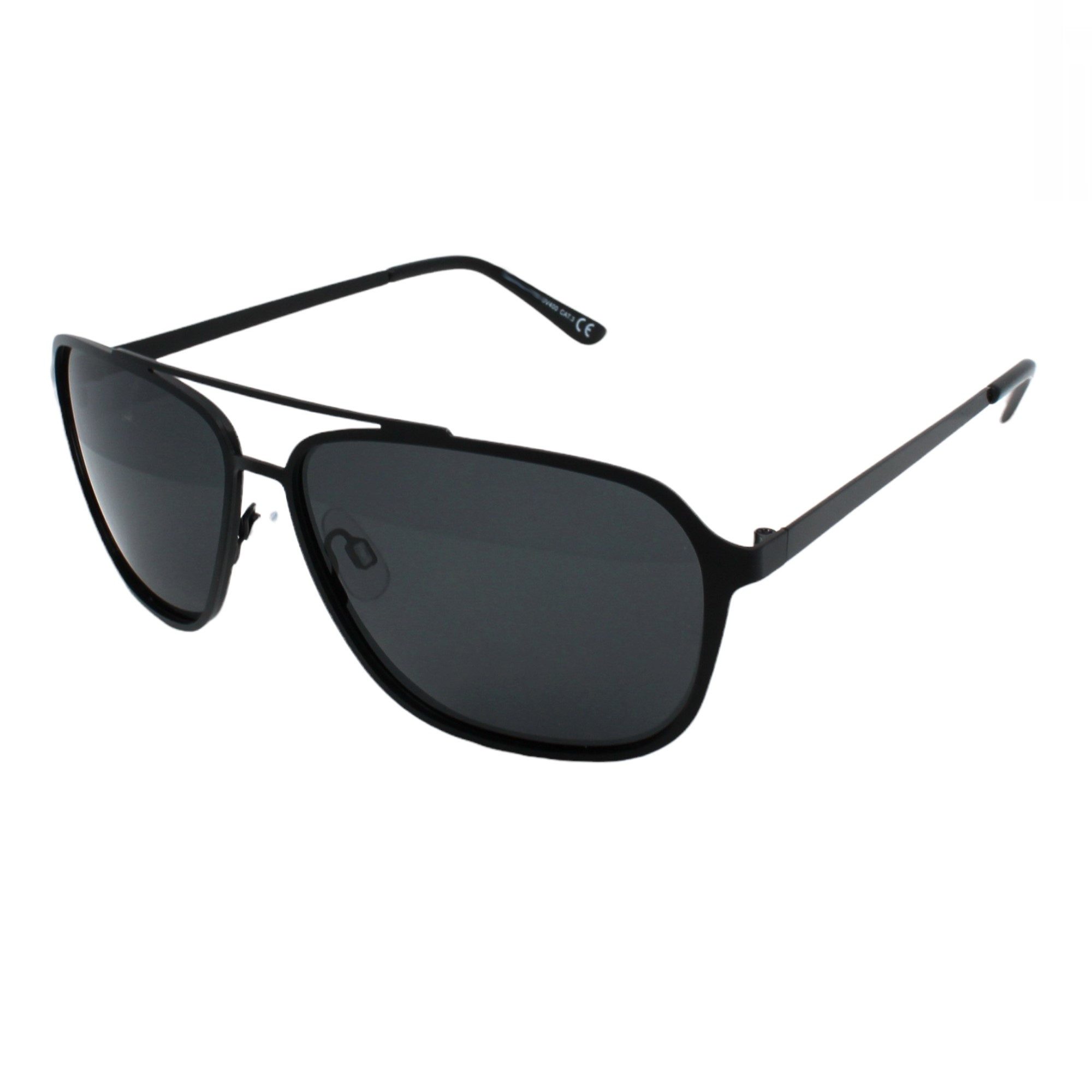 Rennec Sonnenbrille Herren Pilotenbrille Polarisiert Schwarz Eckig mit Hardcase (Polbrille mit schwimmfähiger Brillenbox) Gläser UV400 Getönt, leichtes stabiles Edelstahl Gestell