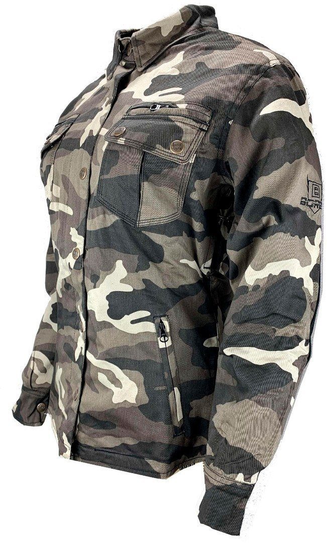 Bores Motorradjacke Military Jack Damen Motorrad Textiljacke Darkcamo