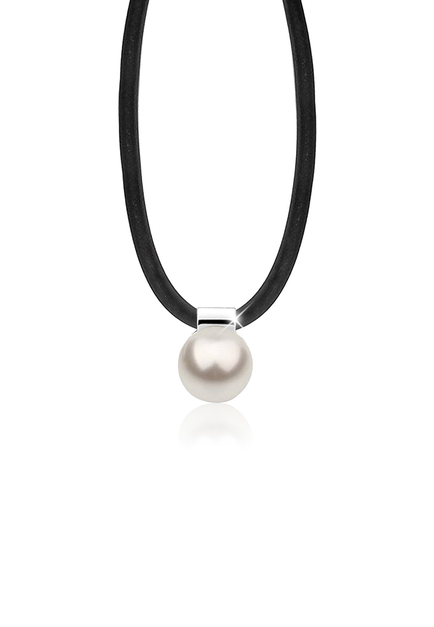 Nenalina Perlenkette Synthetische Perle Silber Kautschuk Weiß 925