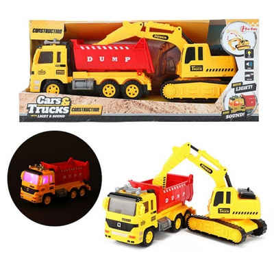 Toi-Toys Spielzeug-Traktor Kipper-Lastwagen und Bagger Baustellenfahrzeuge Spielzeugauto Auto LKW