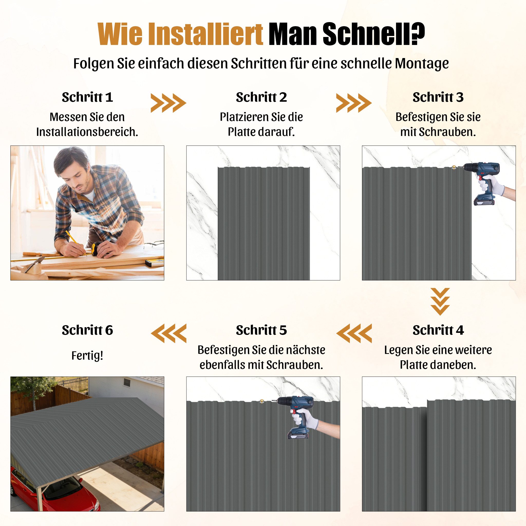 GIHAUVIA Trapezblech Blech Metall Dachblech Dach Platten Stahlblechdachplatten., (26-St) – Bild 5 von 5