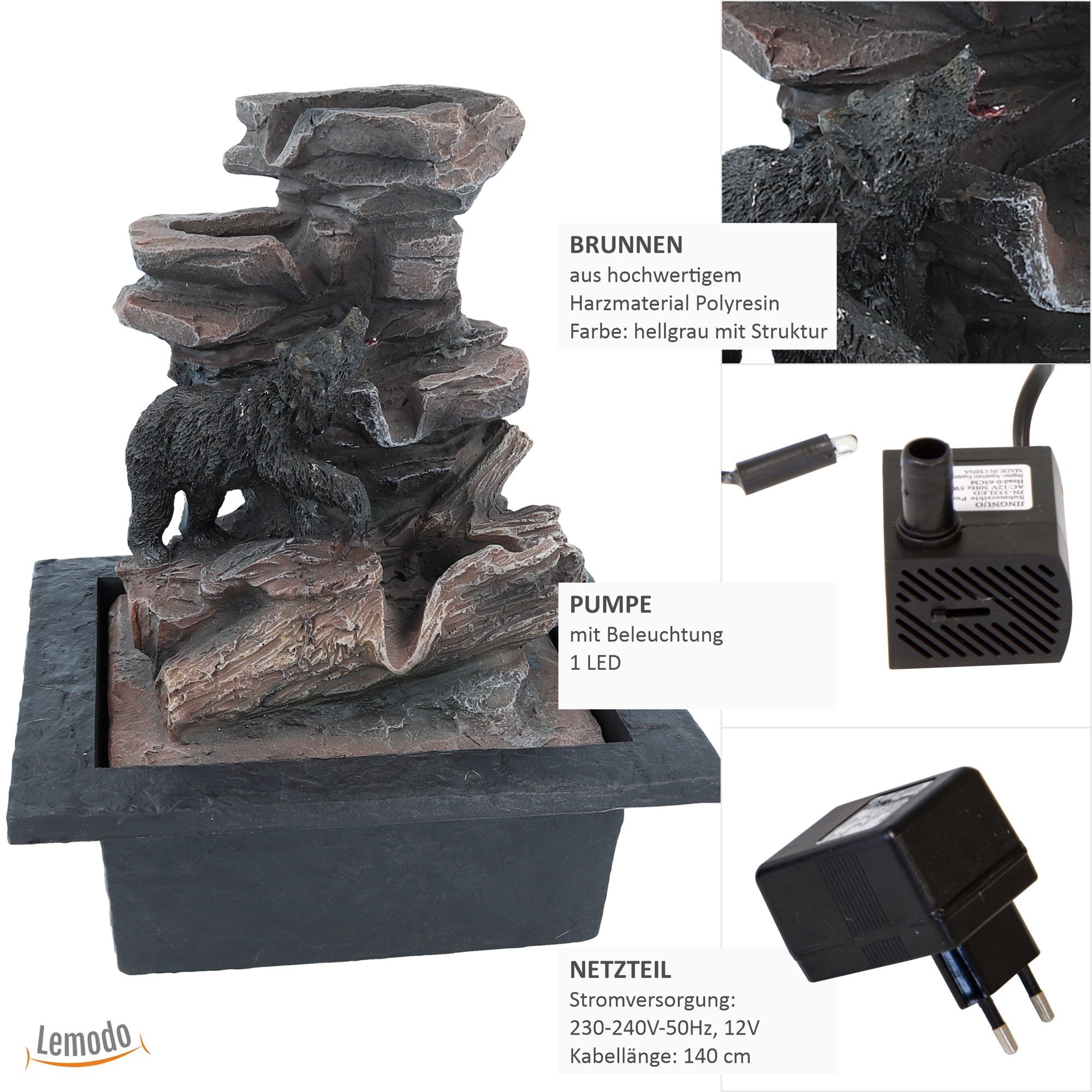 Lemodo Zimmerbrunnen Motiv-Tischbrunnen mit Pumpe und günstig online kaufen