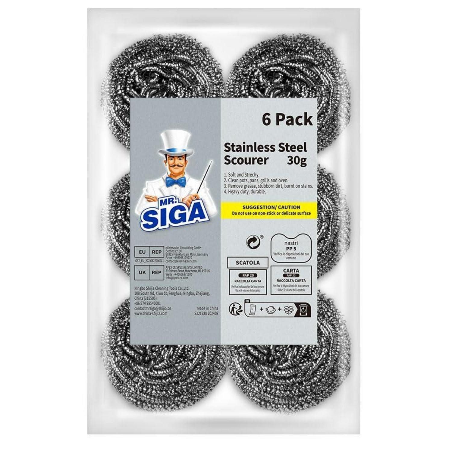 LuxusKollektion Drahtbürste Scheuerschwamm Edelstahl 6er-Pack, (6-tlg)