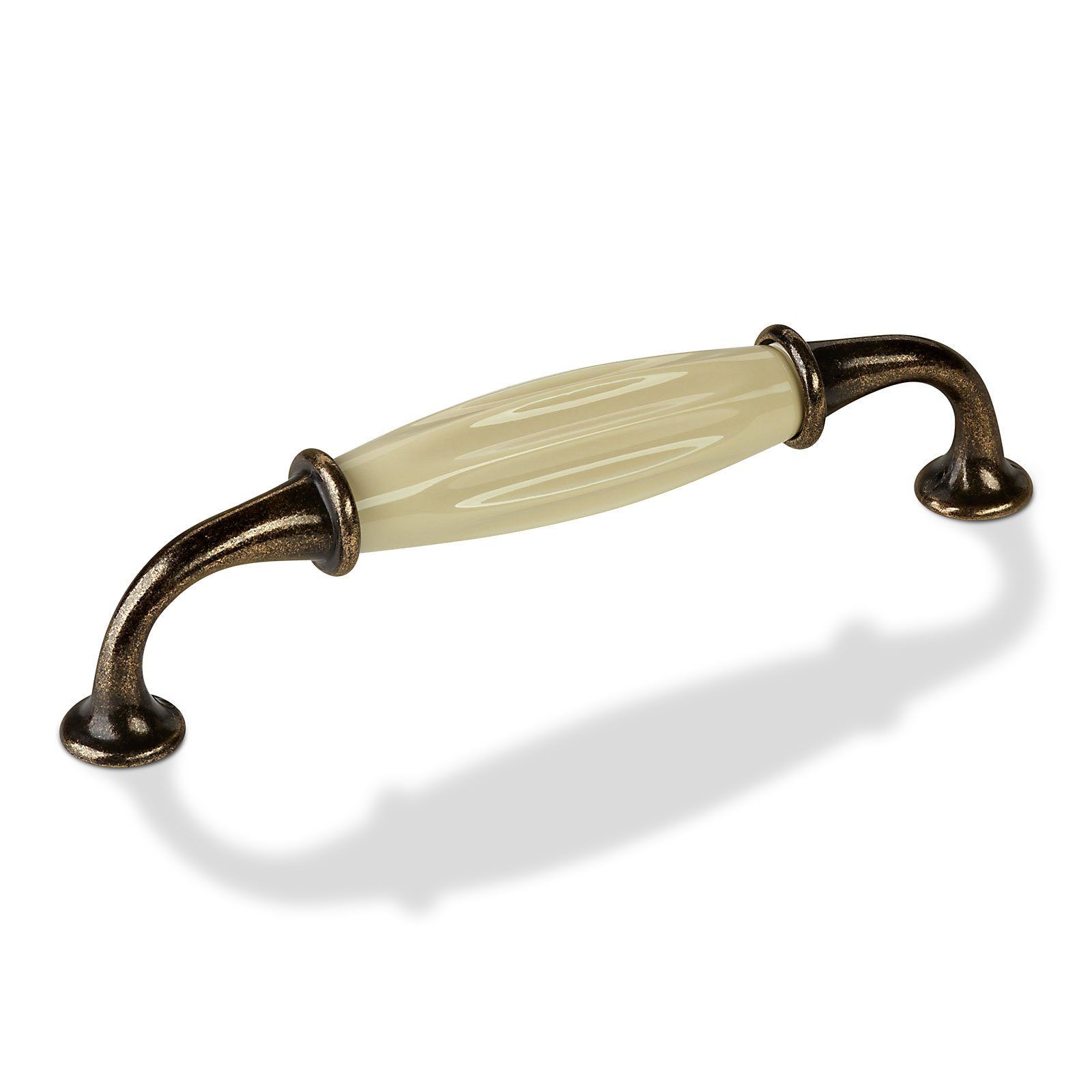 SO-TECH® Möbelgriff Porzellangriff META BA 128 mm - incl. Schrauben, Bronzeoptik / creme - inkl. Schrauben
