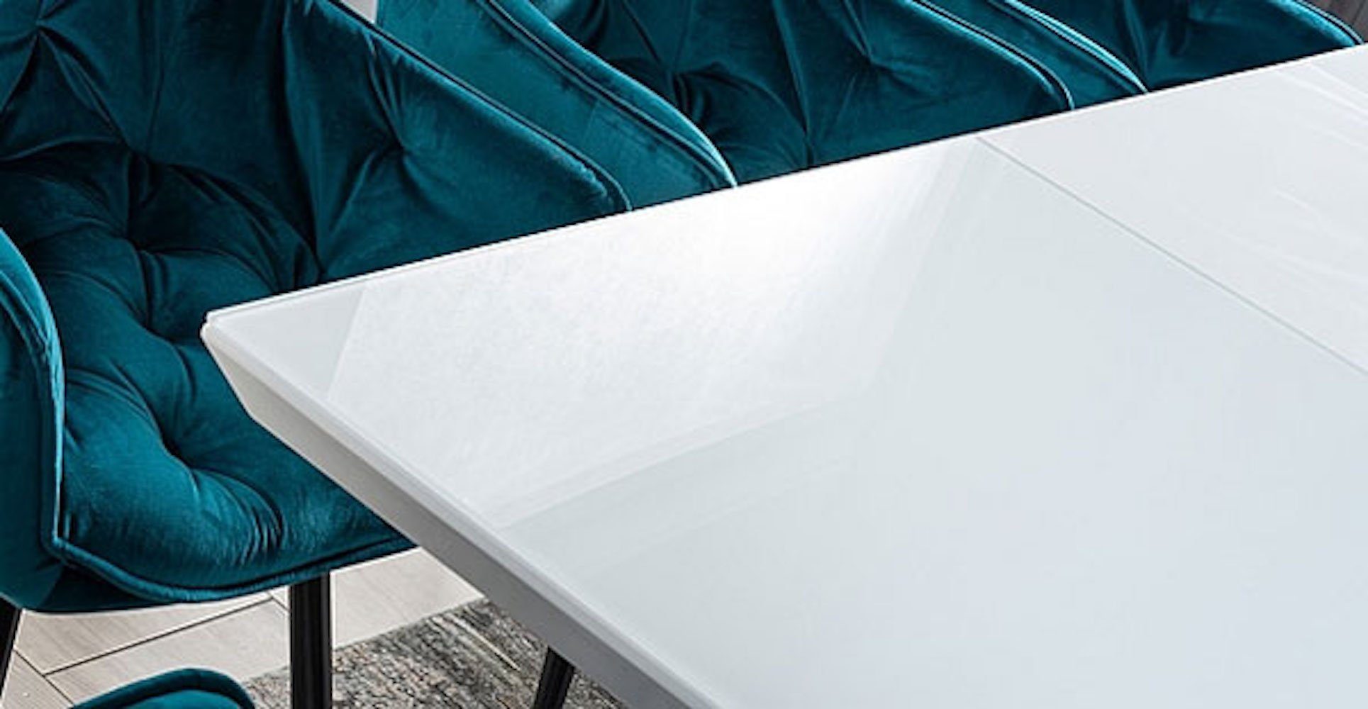 ausziehbar Esstisch lackiert Alaras 160-220x90cm III, Feldmann-Wohnen weiß