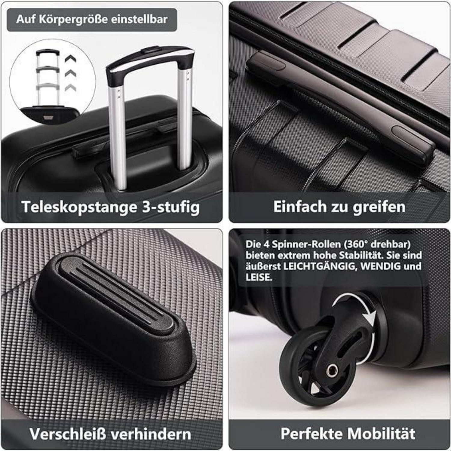 LuxusKollektion Kofferset Koffer Hartschalenkoffer Trolley TSA Set-2tlg(M + L) Zitronengelb