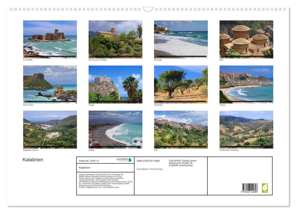 Thumbnail - CALVENDO Wandkalender Kalabrien (Wandkalender 2026 DIN A2 quer), CALVENDO Monatskalender