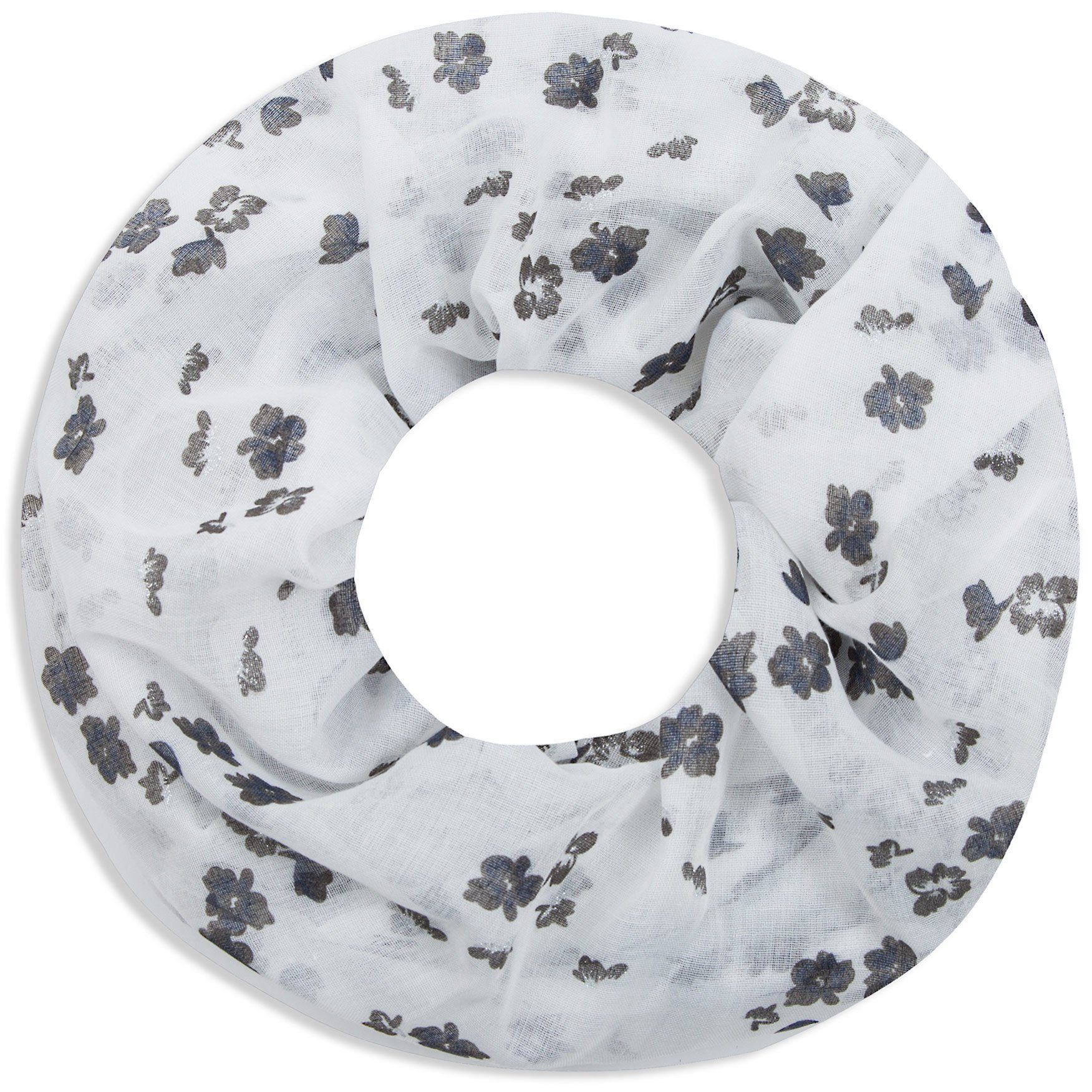 Faera Loop, Damen Schal Flowers weich und leicht mit Blumen-Druck Loop Rundschal