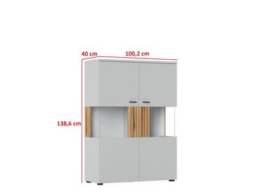 99rooms Wohnwand Wiola, (Set (5-St), Wohnmöbel, Wohnzimmer-Set), Bestehend aus 2×Standvitrine, 1×Kommode, 1×Wandregal, 1×Lowboard