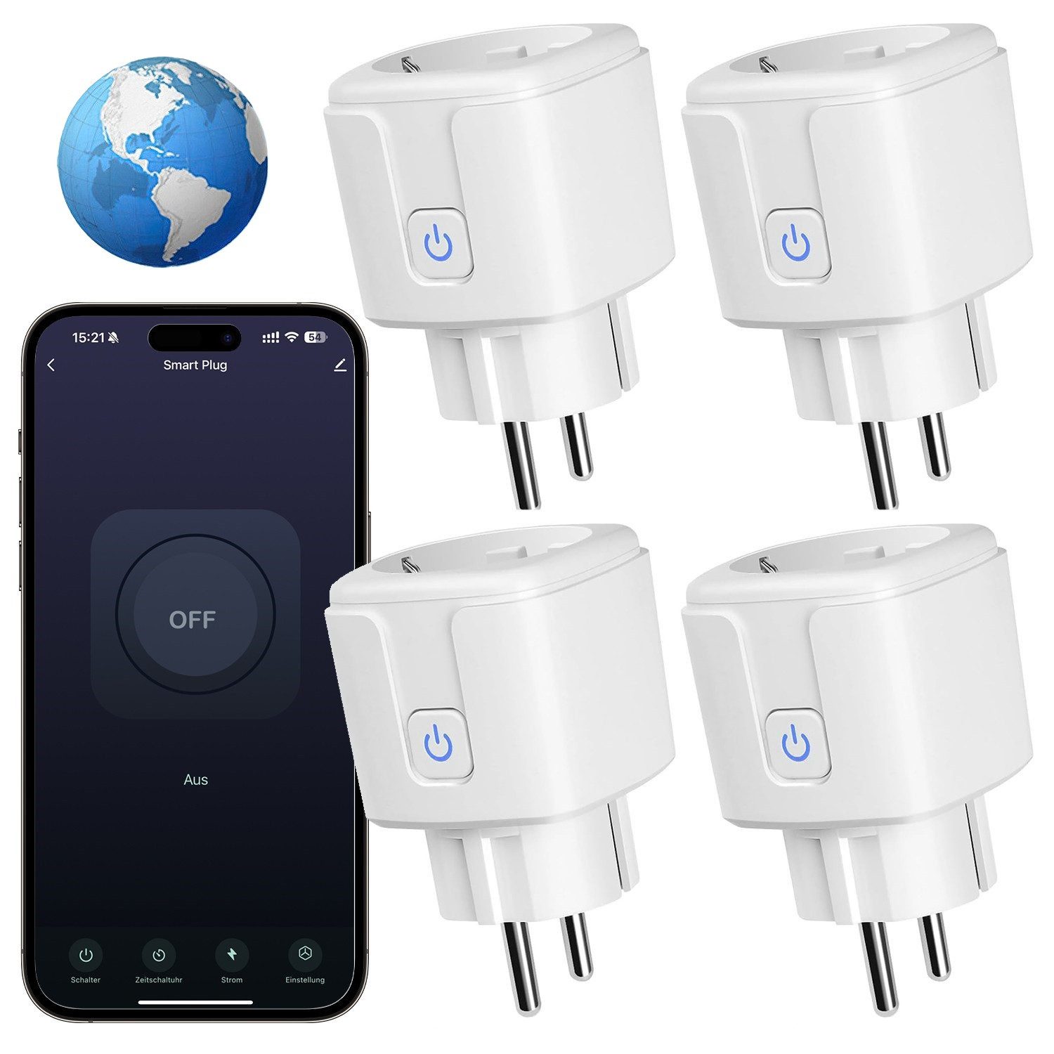 WLAN-Steckdose 4 st WLAN-Steckdose Fernzugriff Sprachsteuerung mit strommessung