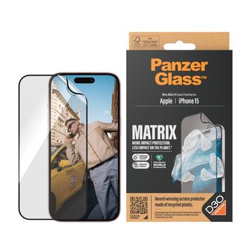 PanzerGlass MATRIX Protection Film mit D3O für iPhone 15, Displayschutzfolie, Ultra Wide Fit