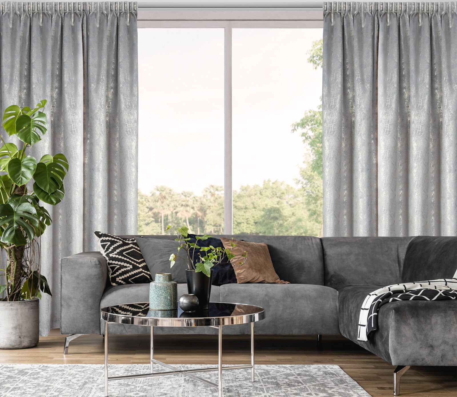 Eurofirany Vorhang Glamour Vorhänge zum Wohnzimmer Kräuselband Tunnelzug (1 St), Kräuselband, blickdicht, Polyester – Bild 3 von 5