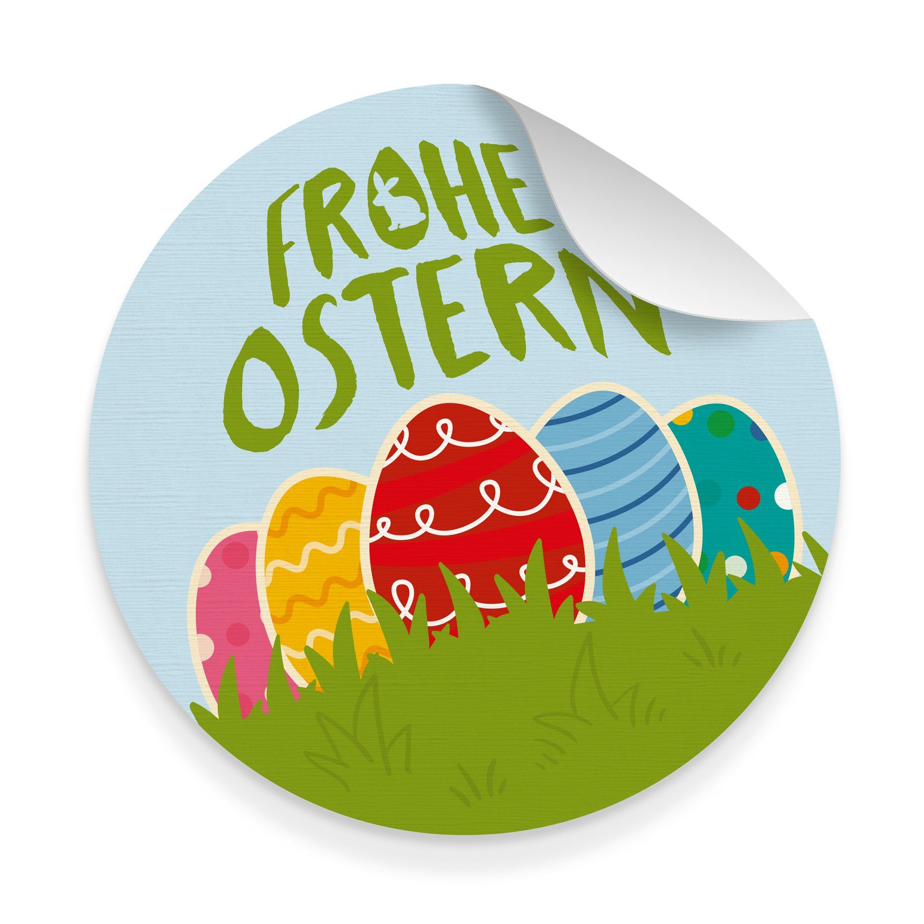 itenga Aufkleber 5x große Sticker Aufkleber Frohe Ostern bunt rund 9,5 cm