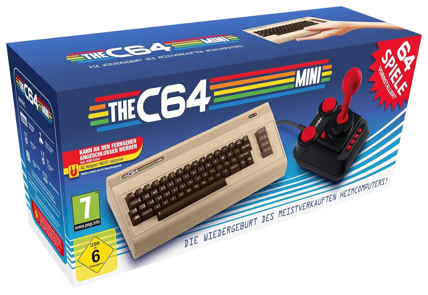 Commodore Spielkonsole Konsole Gaming, Spielekonsole Commodore C64 Mini (inkl. 1 Controller), Gaming Konsolen Spielkonsolen Videospiel Konsole PC, Videospielkonsole