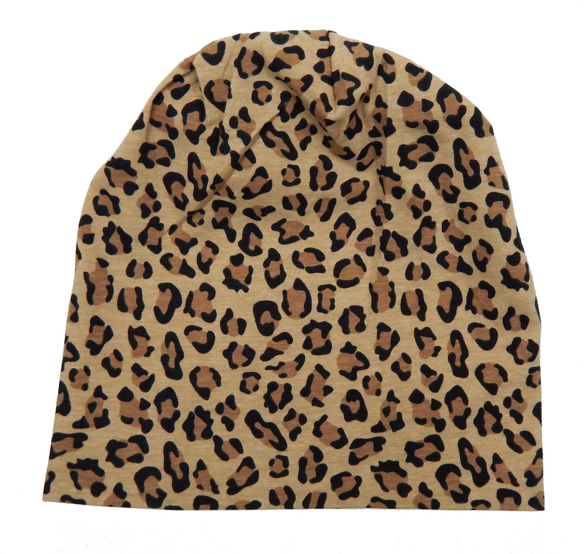 Ella Jonte Beanie Kinder Mädchen Long Beanie Leopard braun beige schwarz 52- 54 cm