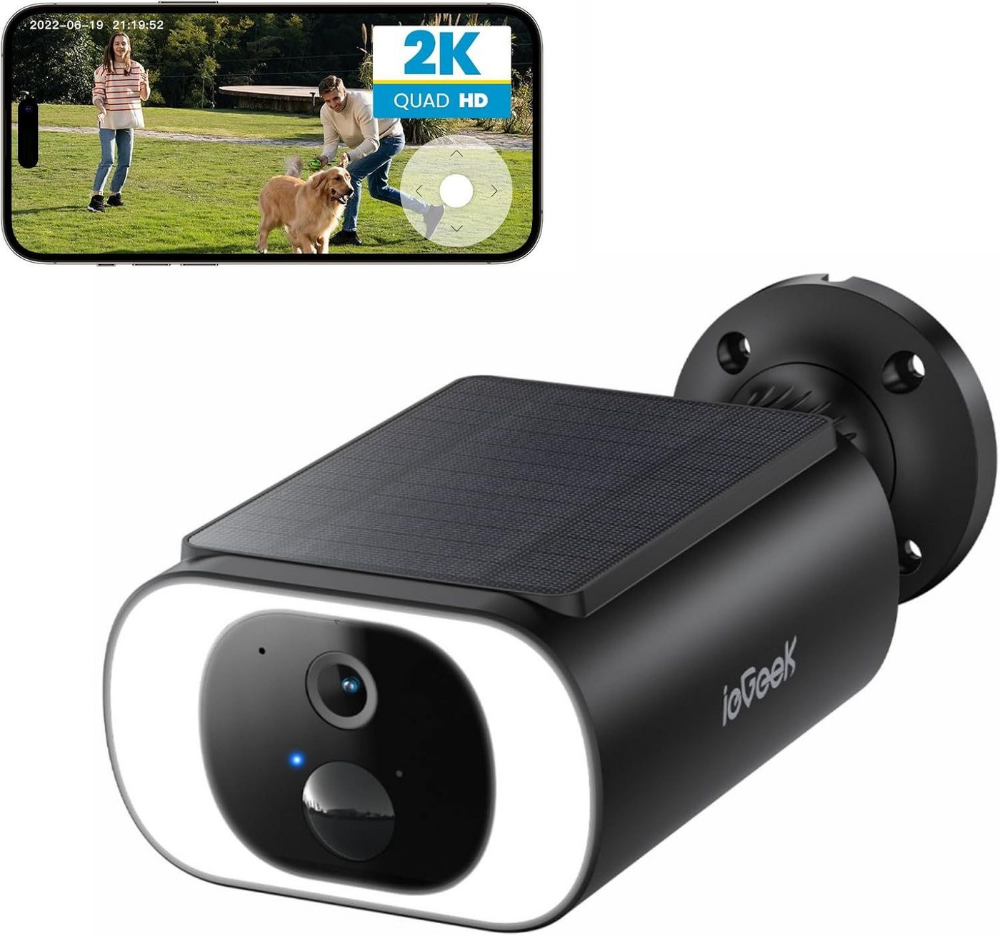 Thumbnail - ieGeek Überwachungskamera 2K/3MP Überwachungskamera Aussen Akku aussen kabellos wlan solar (Außen, Aussen, Außenbereich,...